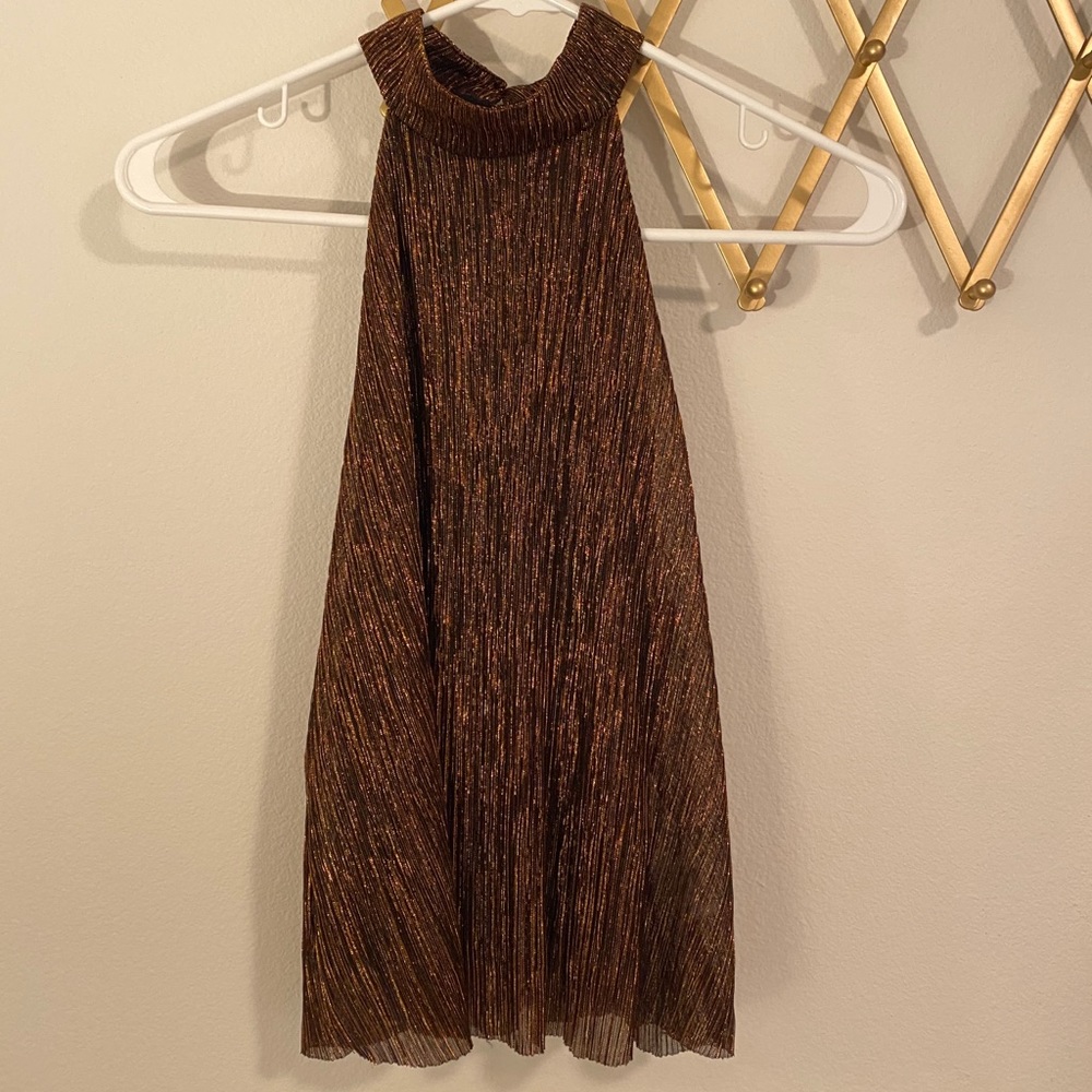 Shimmer halter neck tank top